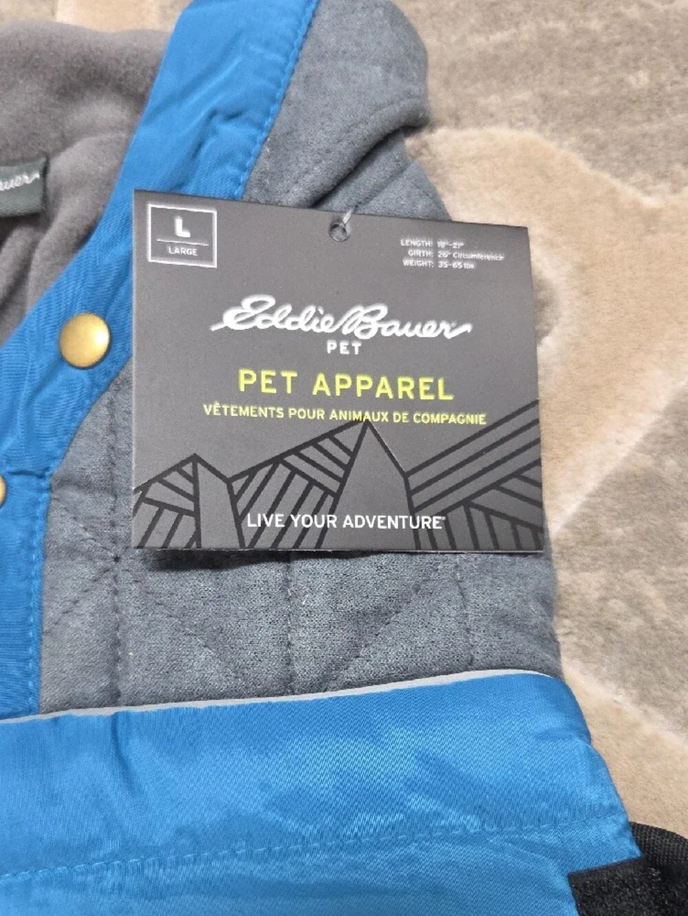 Eddie Bauer Blue & Gray Quilted Puffer Jacket For Dogs